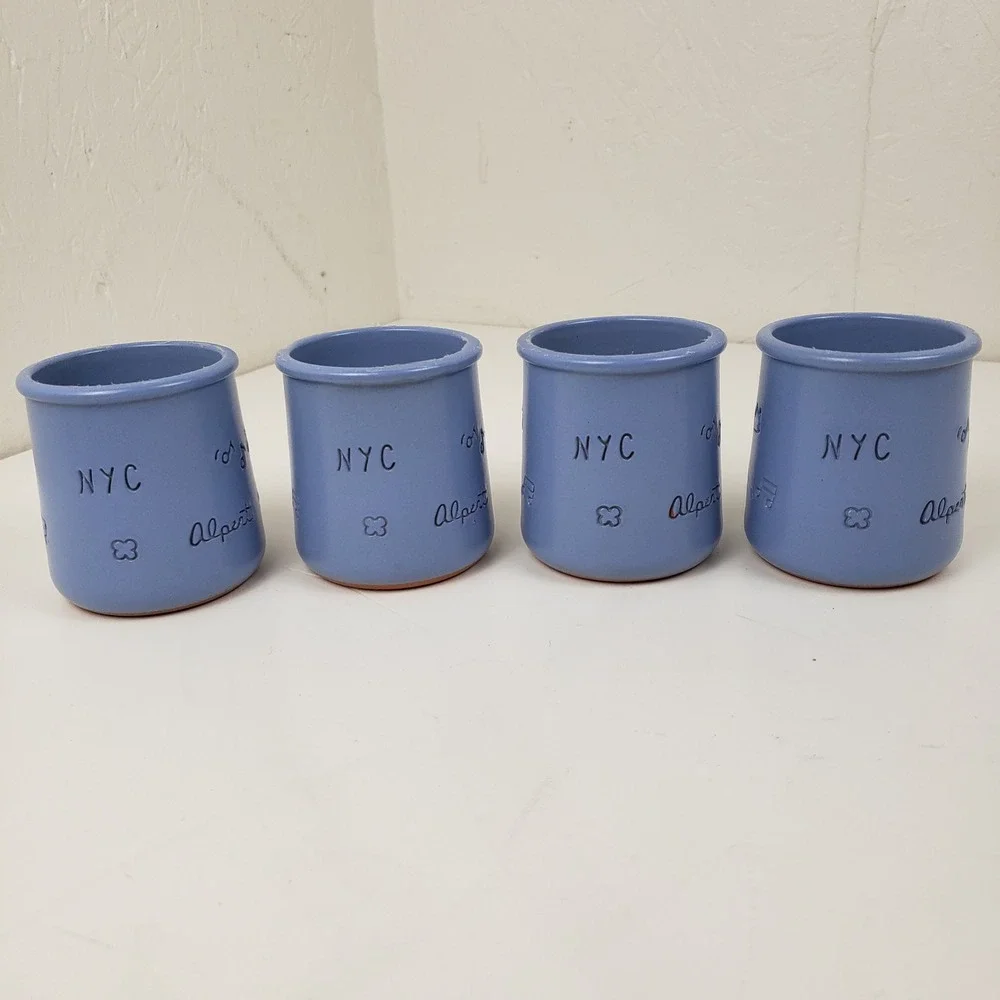 La Fermiere x Alex Alpert Limited Edition NYC Yogurt Pots Blue Set of 4 Jars